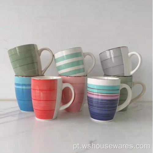 Wholesale stoneware 12oz impressão mão máquina de café